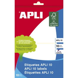 APLI Etiquetas Adhesivas Manuales Blancas 81x110 mm (Set de 10)