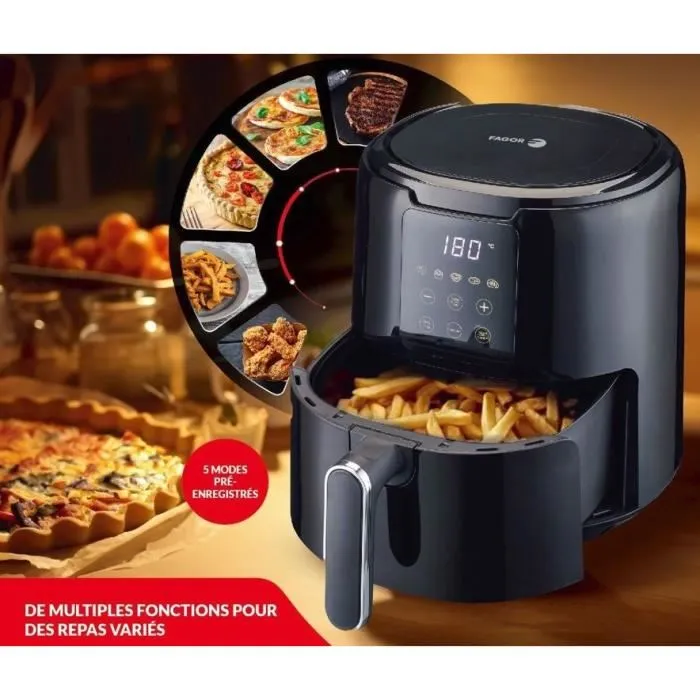 Fagor FG4210 Freidora sin aceite Airfryer 4,2 L 1300 W con Pantalla táctil, 5 preajustes de cocción y Temporizador Negra Fagor FG4210 Freidora sin aceite Airfryer 4,2 L 1300 W con Pantalla táctil, 5 preajustes de cocción y Temporizador Negra