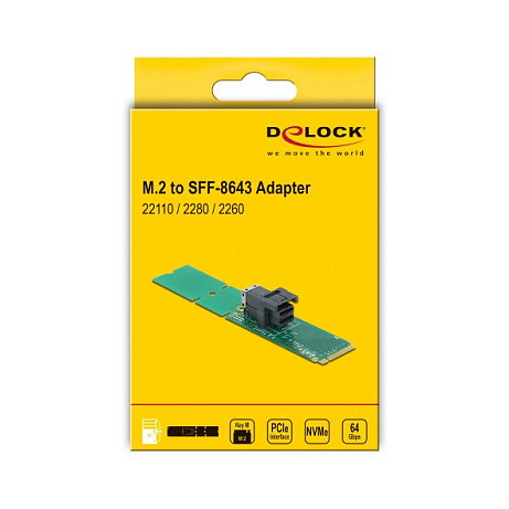DeLOCK Adaptador M.2 Key M a SFF-8643 NVMe 22110/2280/2260 DeLOCK Adaptador M.2 Key M a SFF-8643 NVMe 22110/2280/2260