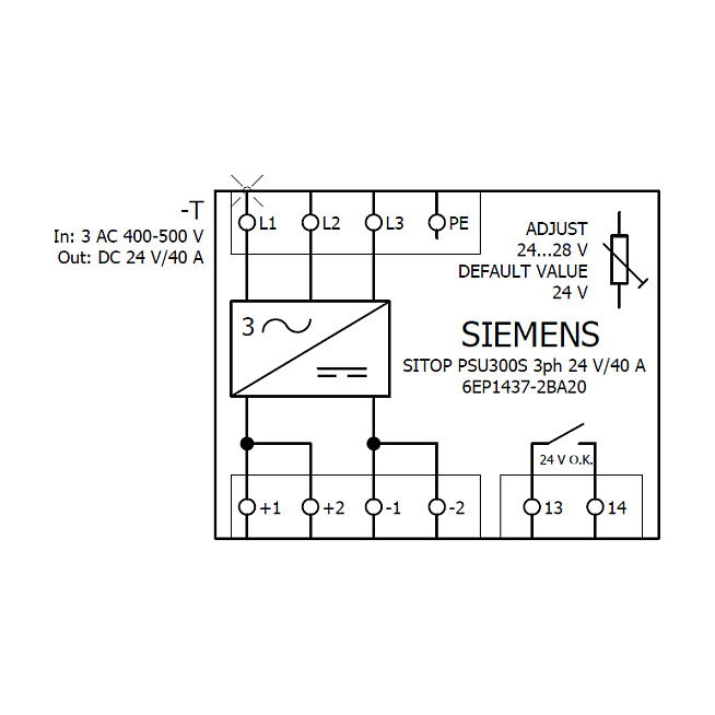 Siemens SITOP PSU300S 6EP1437-2BA20 40A 400-500VAC Siemens SITOP PSU300S 6EP1437-2BA20 40A 400-500VAC