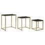 DKD Home Decor Set de 3 Mesitas Auxiliares de Mármol y Hierro Negro y Dorado