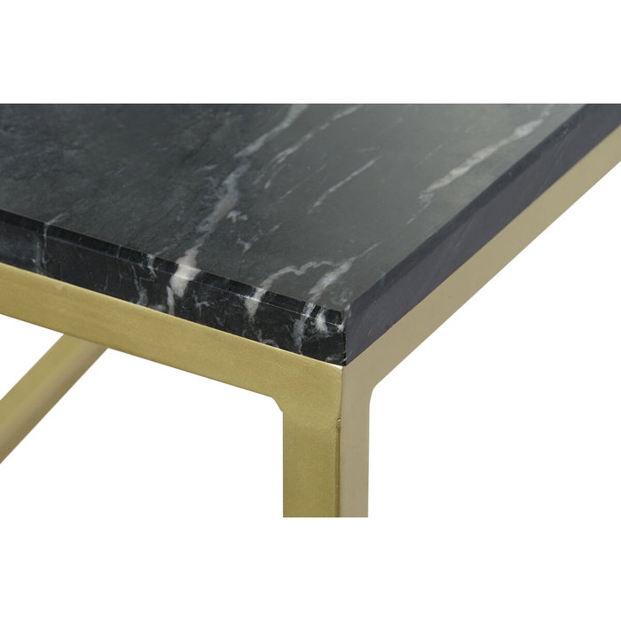 DKD Home Decor Set de 3 Mesitas Auxiliares de Mármol y Hierro Negro y Dorado