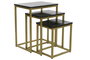DKD Home Decor Mesita Auxiliar Glam Set de 3 Negro Dorado Hierro Marmol 35 x 60 x 50 cm
