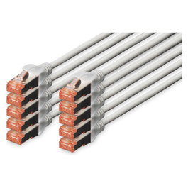 Digitus Pack de 10 Cables de Conexión CAT 6 S/FTP 0,25 m Gris