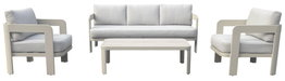 DKD Home Decor Sofá de Jardín y Terraza Crudo 188x75x67 cm Aluminio y Olefina Set de 4 Piezas