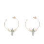 Shabama Pendientes LAO GREEN 4CM Oro Brillo con Perlas de Río y Piedras Naturales