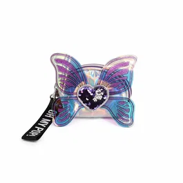 Oh My Pop Monedero Oval Wings Plateado PVC 9x11.5x4.5cm