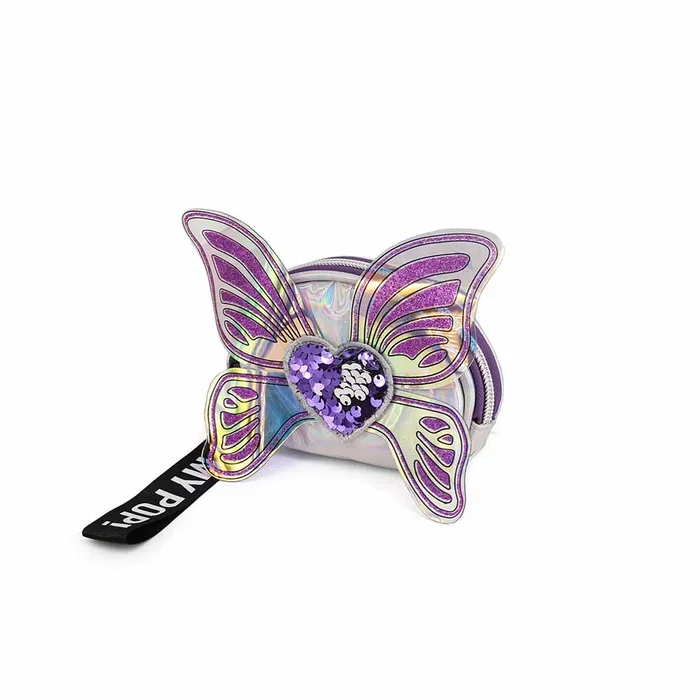 Oh My Pop Monedero Oval Wings Plateado PVC 9x11.5x4.5cm