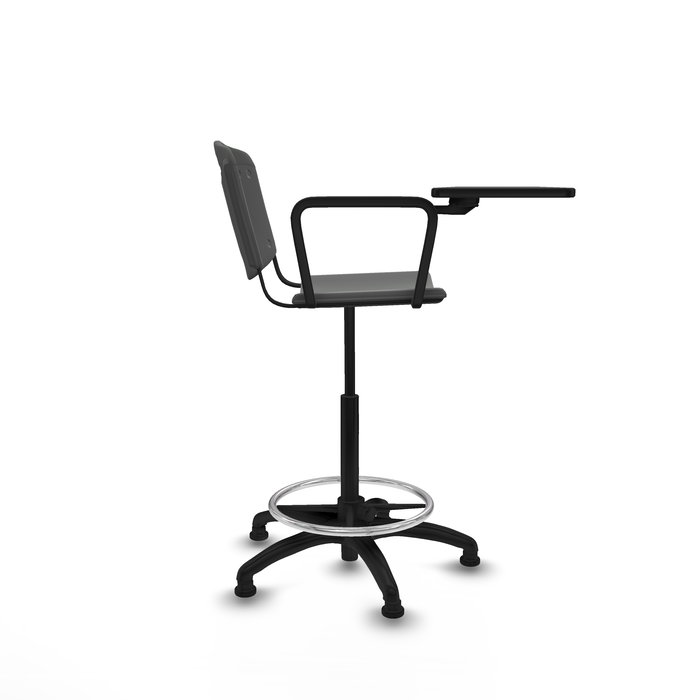 Taburete Robledo con mecanismo Giratorio de PVC color Gris oscuro. Equipado con Base poliamida negra, No aplicay Topes