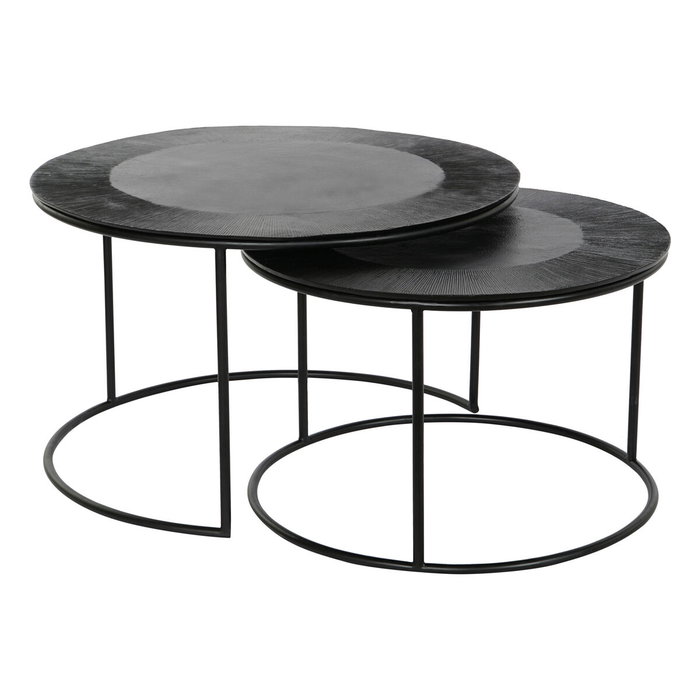 DKD Home Decor Set de 2 Mesas Auxiliares Negro