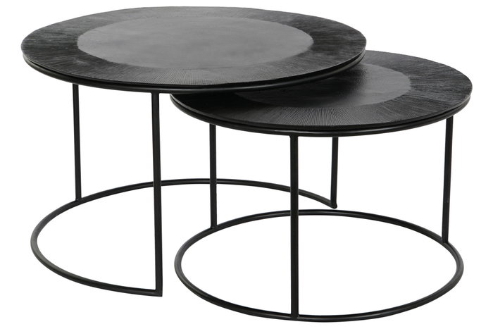 DKD Home Decor Set de 2 Mesas Auxiliares Negro