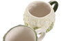 DKD Home Decor Juego de 4 Tazas Mediterráneo de Gres, 400 ml, Verde y Blanco, Frutas 24, Apto Lavavajillas y Microondas, 15 x 12 x 9.5 cm