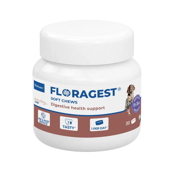 Virbac Floragest Soft Chews para Perro 15-35kg (30 unidades)