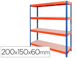 Ar storage Estanteria XL 200x150x60 cm Metal 4 Estantes 500 kg por Estante Montaje sin Tornillos