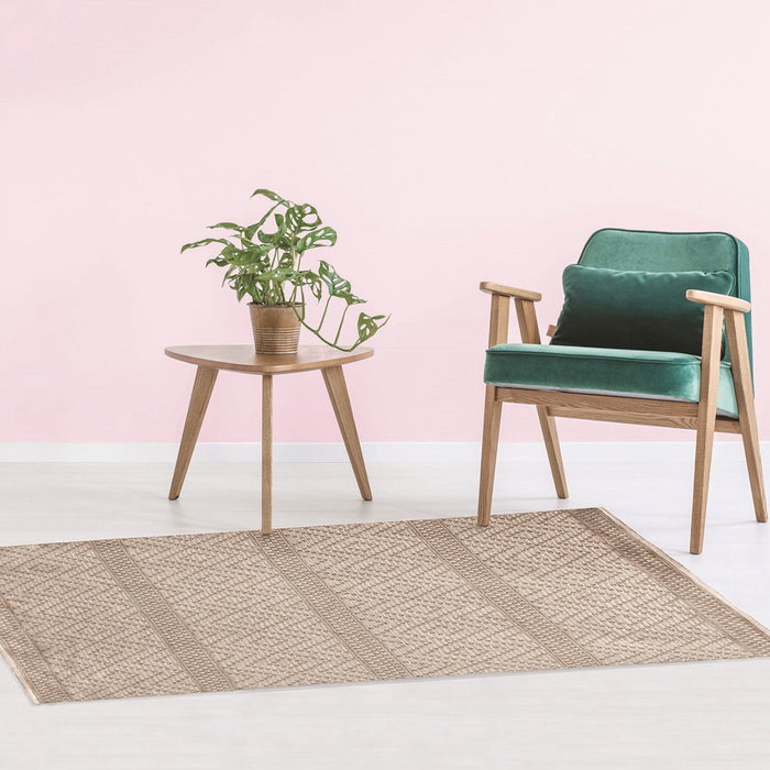 Home Deco Factory Alfombra Beige 140x200 cm, Motivos Geométricos, Tapis, Decoración Hogar