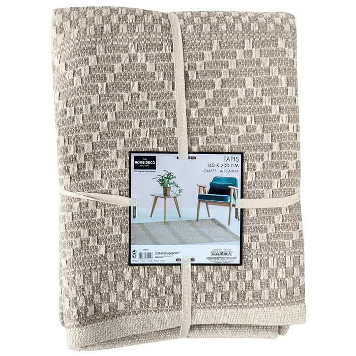 Home Deco Factory Alfombra Beige 140x200 cm, Motivos Geométricos, Tapis, Decoración Hogar