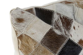 DKD Home Decor Cojin Rancho Marron Colonial Piel y Poliester Camel Beige 40x40x10 cm