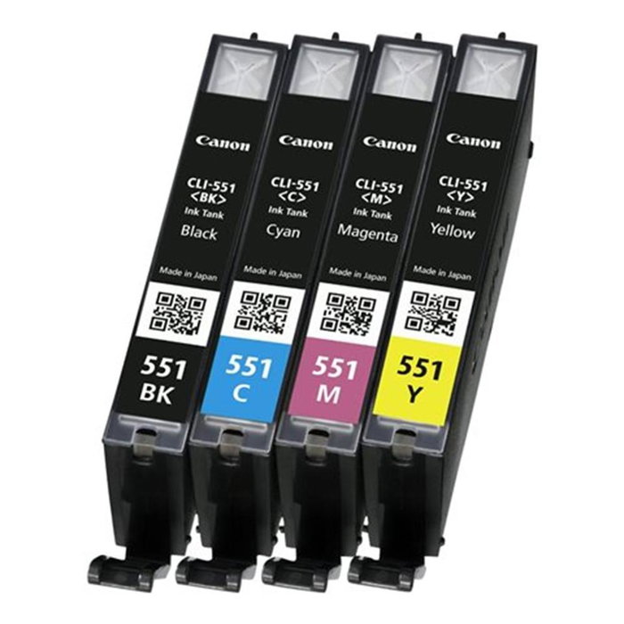 Canon CLI-551 Multipack Cartuchos de Tinta Originales Negro, Cian, Magenta, Amarillo para PIXMA iP7250, MG5450, MG6350 y más