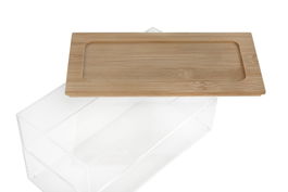 DKD Home Decor Caja Transparente Natural PS Bambú 19 x 9.5 x 10 cm (4 Unidades)