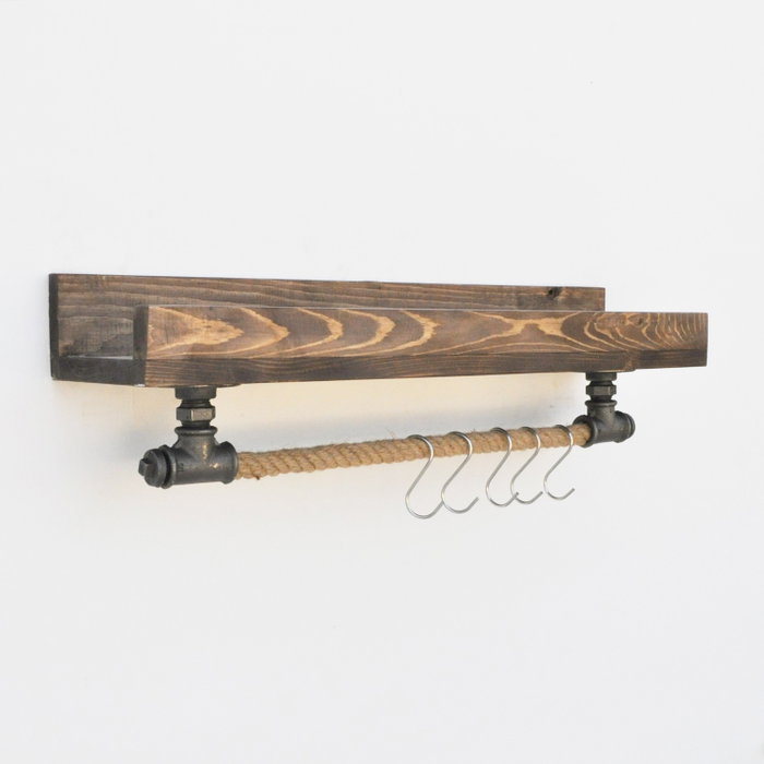 Hanah Home Boruraf182 Estantería de Tubo, Madera de Abeto, Metal y Cuerda, Estilo Bohemia Industrial Rústico