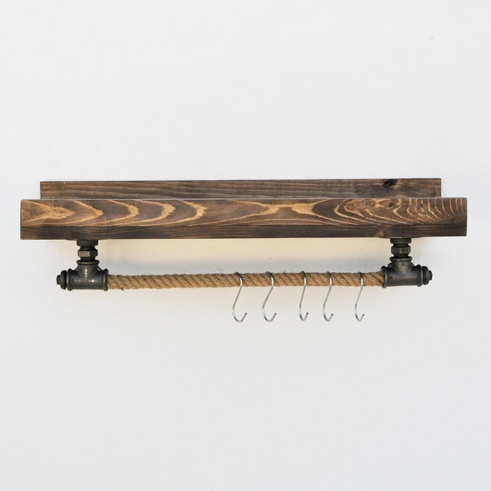 Hanah Home Boruraf182 Estantería de Tubo, Madera de Abeto, Metal y Cuerda, Estilo Bohemia Industrial Rústico