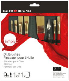 Pincel Daler Rowney Simply Oleo Mango Corto Estuche Cremallera De 10