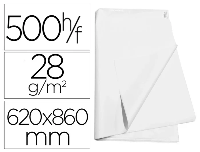Blanca Papel Manila Blanco 62x86 cm Paquete 500 Hojas 28 g/m² Reciclado 100% Blanca Papel Manila Blanco 62x86 cm Paquete 500 Hojas 28 g/m² Reciclado 100%