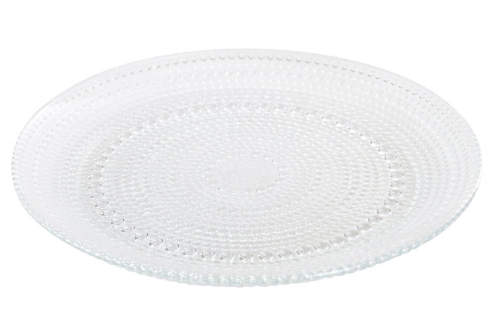 DKD Home Decor Set de 12 Platos Llanos de Cristal Transparente con Relieve