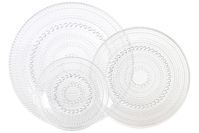 DKD Home Decor Set de 12 Platos Llanos de Cristal Transparente con Relieve