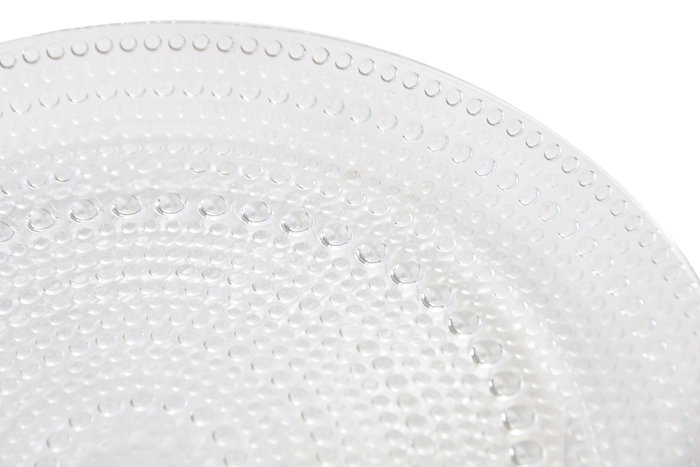 DKD Home Decor Set de 12 Platos Llanos de Cristal Transparente con Relieve
