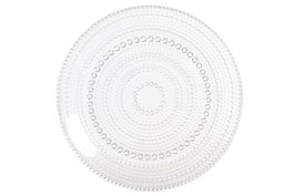 DKD Home Decor Set de 12 Platos Llanos de Cristal Transparente con Relieve