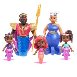 JUST PLAY Blister 5 Figuras Disney Royal Family Ariel, Colas de Sirena Cambian de Color