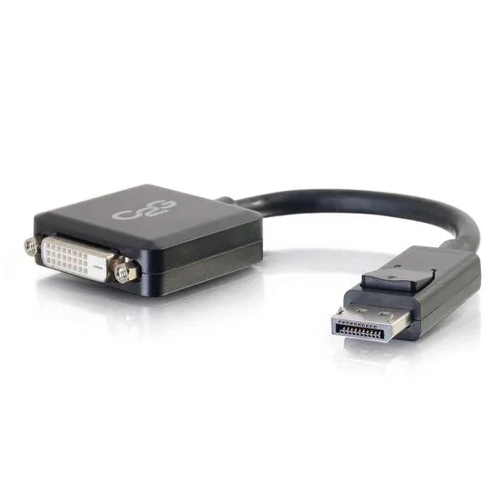 C2G 54321 Adaptador Convertidor DisplayPort Macho a DVI-D Single Link Hembra, 0.2m (20cm) Negro, Resolución 1920x1200 Full HD, Plug & Play