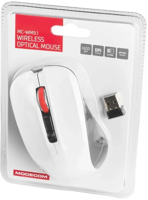 Modecom MC-WM9.1 Ratón Inalámbrico Blanco 800/1200/1600 DPI