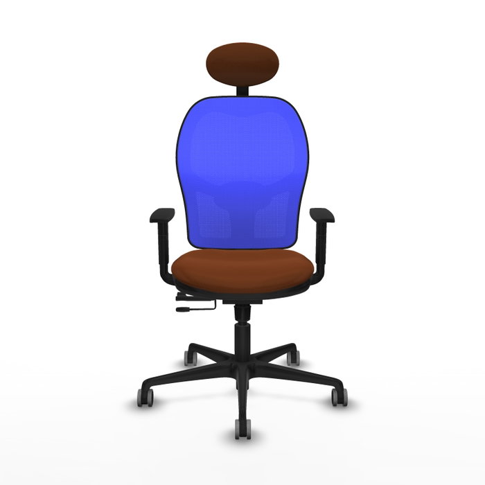 PIQUERAS Y CRESPO Silla de oficina Jorquera con mecanismo Sincro/Traslack, Marrón y Azul