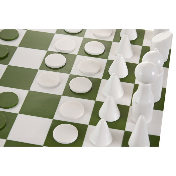 DKD Home Decor Juego de Ajedrez de Mango y Resina Verde Menta Lacado 30x30x5 cm