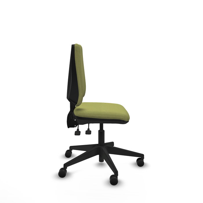 Silla de oficina Elche con mecanismo Asincro tapizada con Tela color Verde oliva. Equipada con Base piramidal negra, Sin brazos y Ruedas 65mm nailon Silla de oficina Elche con mecanismo Asincro tapizada con Tela color Verde oliva. Equipada con Base piramidal negra, Sin brazos y Ruedas 65mm nailon