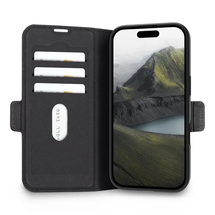 Dbramante1928 Funda Oslo Pro MS Tipo Libro con Tapa para Apple iPhone 17 (6.7") - Negro, Imitación Piel, Compatible con MagSafe