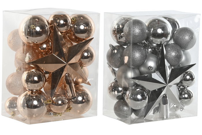 DKD Home Decor Set de 33 Bolas de Decoración Doradas en PVC