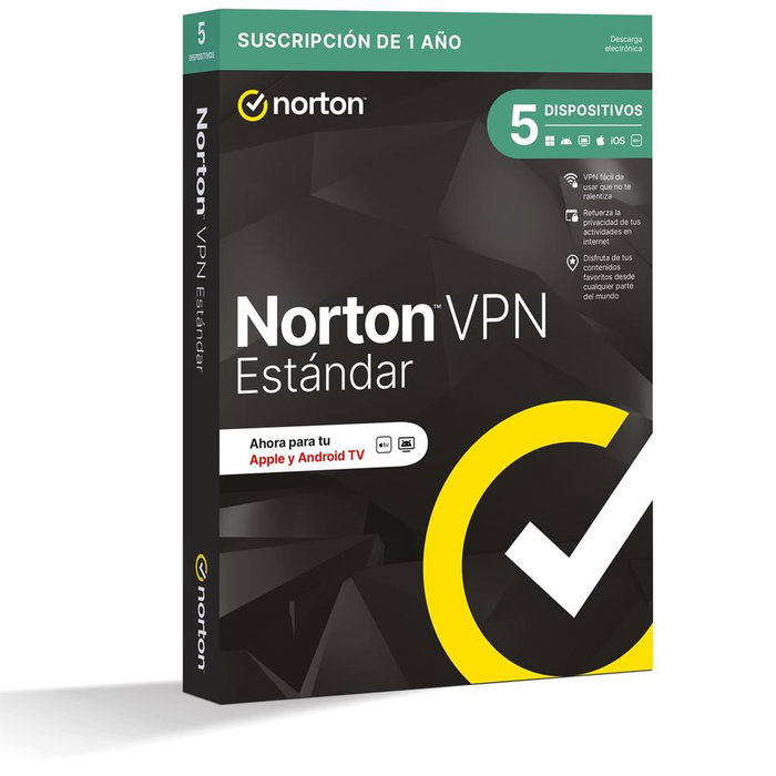 Norton VPN Standard - Licencia para 1 Usuario, 5 Dispositivos, 12 Meses | Clave de Activación Digital para PC, Mac, Android, iOS