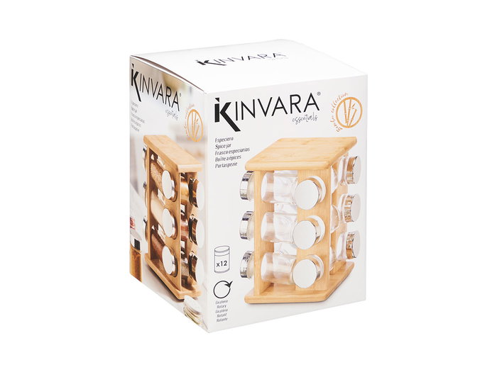 Kinvara Especiero Giratorio 12 Botes Bambu