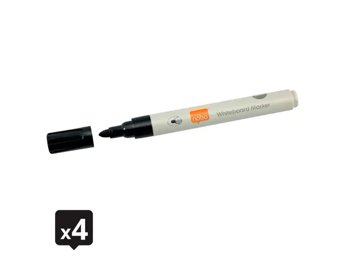 Nobo Rotuladores para Pizarra Blanca Negro 3 mm Pack de 4