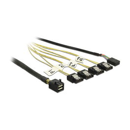 Delock Cable SATA a Mini SAS HD SFF-8643, 4 Puertos SATA, Longitud 1 Metro, Referencia 1m - Mini SAS HD SFF-8643/4xSATA 7p 1m