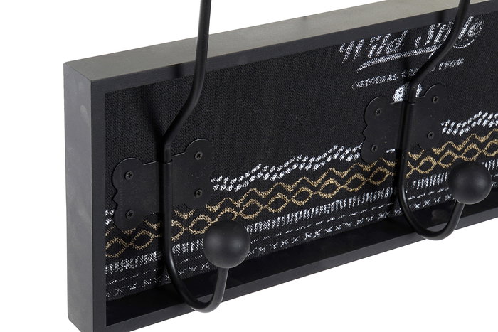 DKD Home Decor Perchero Pared Colonial Negro Metal y MDF 45 x 8 x 22 cm (2 Unidades)