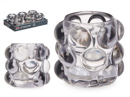 Giftdecor Portavelas Bola Pequeño Gris 8.4x9x8.4 cm Cristal (Set de 12)