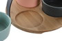 DKD Home Decor Set de Aperitivo de 4 Piezas en Bambú y Porcelana Multicolor/Natural
