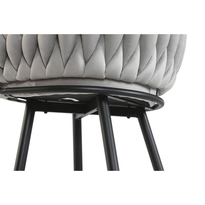 DKD Home Decor Taburete de Poliéster y Metal Gris y Negro DKD Home Decor Taburete de Poliéster y Metal Gris y Negro