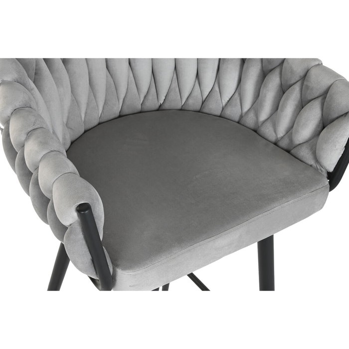 DKD Home Decor Taburete de Poliéster y Metal Gris y Negro DKD Home Decor Taburete de Poliéster y Metal Gris y Negro