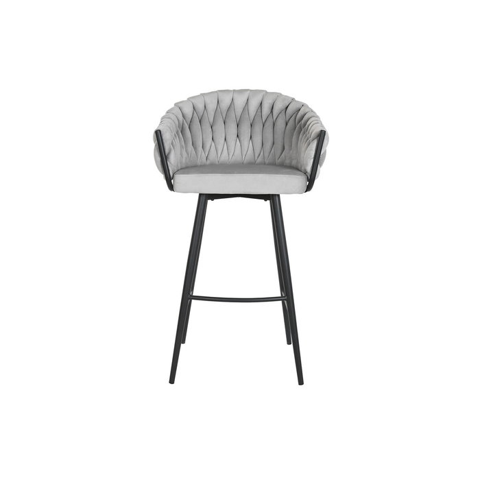 DKD Home Decor Taburete de Poliéster y Metal Gris y Negro DKD Home Decor Taburete de Poliéster y Metal Gris y Negro