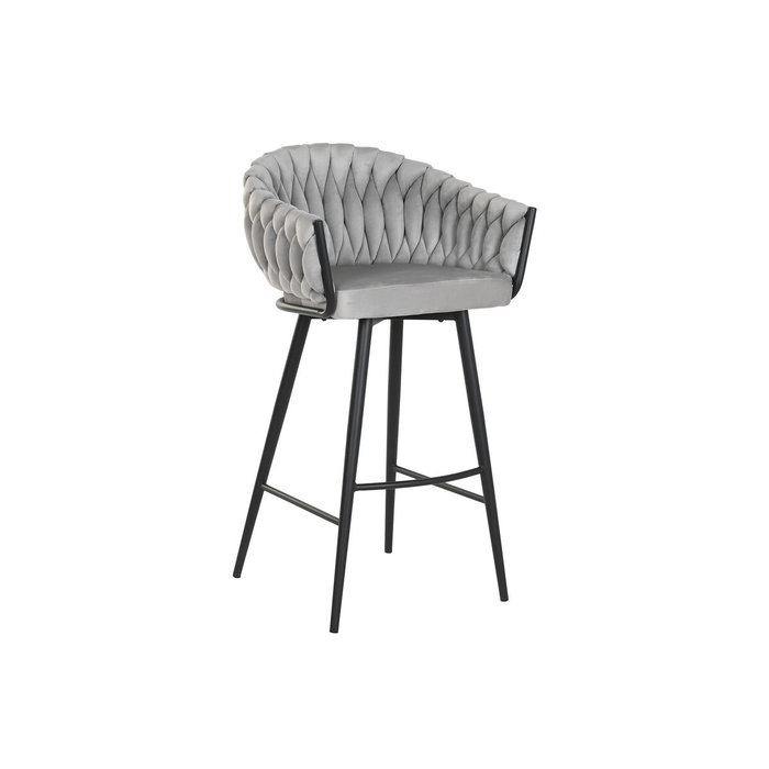 DKD Home Decor Taburete de Poliéster y Metal Gris y Negro DKD Home Decor Taburete de Poliéster y Metal Gris y Negro